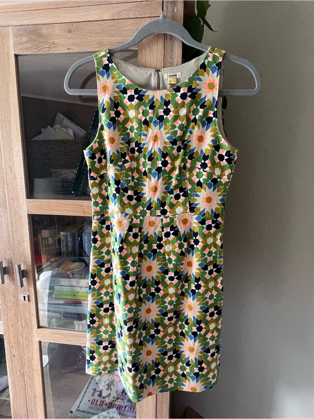 Fossil Green and Pink Geometric Dress